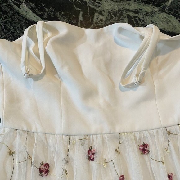 NWT Women's AQUA EMBROIDERED FLORAL PARTY DRESS white size S $128 - Picture 5 of 11